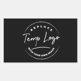 Markenbezeichnung mit Ihrem Firmenlogo auf schwarz Rechteckiger Aufkleber