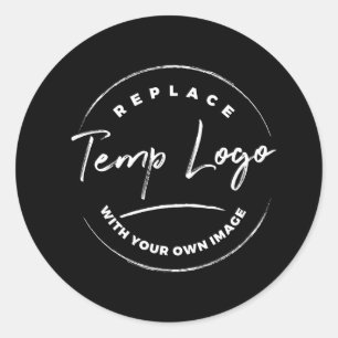 Markenbezeichnung mit Ihrem Firmenlogo auf schwarz Runder Aufkleber