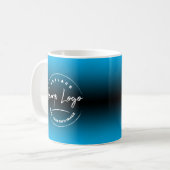 Markenbezeichnung mit Ihrem Firmenlogo, Blue Ombre Kaffeetasse (Vorderseite Links)