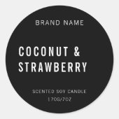 Markenbezeichnung und Minimalistische schwarze Ker Runder Aufkleber (Vorderseite)