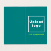 Markenbezeichnung und Produkt auf Aquamarin grünem Visitenkarten (Außenseite Aufgefaltet)