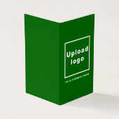 Markenbezeichnung und Produkt auf der grünen Faltk Visitenkarten (Vorderseite)