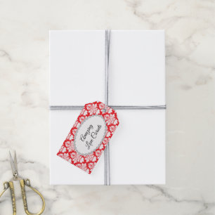 Markenbezeichnungen in Rot und Weiß-Damaskus Geschenkanhänger