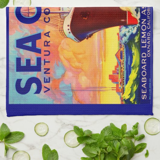 Markenlemonen mit Meerblick Geschirrtuch (Gefaltet)