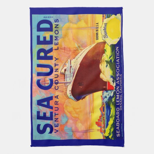 Markenlemonen mit Meerblick Geschirrtuch (Vertikal)