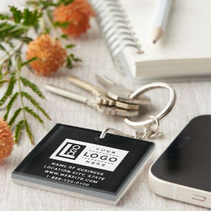 Markenlogo-QR-Code für schwarze Unternehmen Schlüsselanhänger