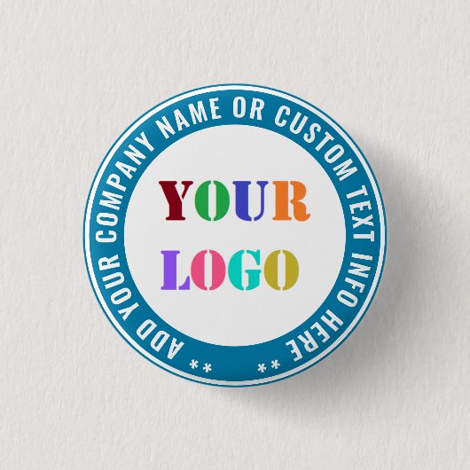 Markenlogo und Text Geschäft Promotions-Button Button (Vorderseite)