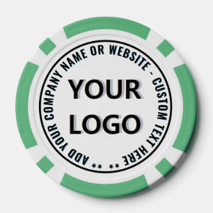 Markenlogo und Text Poker Chips Beispiel