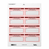 Markenname auf hellrotem Versandlabel hervorgehobe (Vorne)