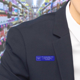 Markenname Blue Long Rectangle Name Tag Namensschild
