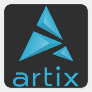 Markenname des Artix-Logos (vertikal), dunkler Hin Quadratischer Aufkleber