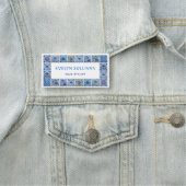 Markenname für blaue, mediterrane Fliesen Namensschild (Beispiel)