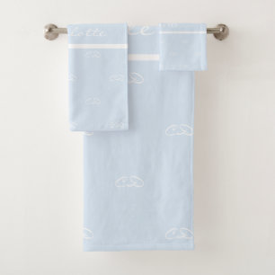 Markenname für hellblaue Monogramm Badhandtuch Set