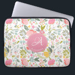 Markenname Laptopschutzhülle<br><div class="desc">Romantische schicke feminine Laptop-Hülle mit Frühling Aquarell blass blass Rosa,  Korallen,  gelb,  blau und grüne Hand bemalten Blüten und Blattwerk. Personalisieren Sie es mit Ihrem Monogramm und Namen in einer eleganten bearbeitbaren Skript-Kalligrafie-Schrift!               Kann ein hübsches Geburtstagsgeschenk für Ihre Freundin / Ehefrau / Mutter / Schwester sein.</div>