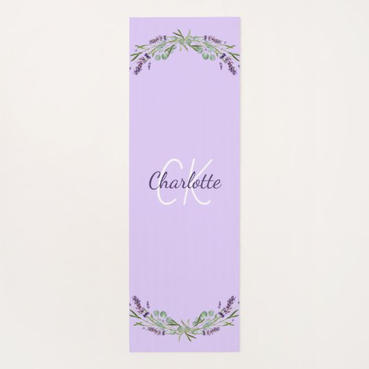 Markenname Lavder violet florals monogram Yogamatte (Rückseite)