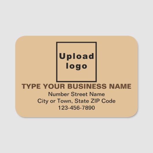 Markenname Light Brown Rectangle Namensschild (Vorderseite)