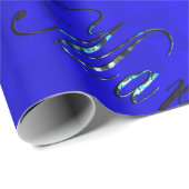 Markenname-Logos auf blau, Geschenkpapier (Rolleneckpunkt)