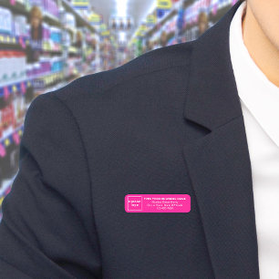 Markenname Pink Long Rectangle Namensschild