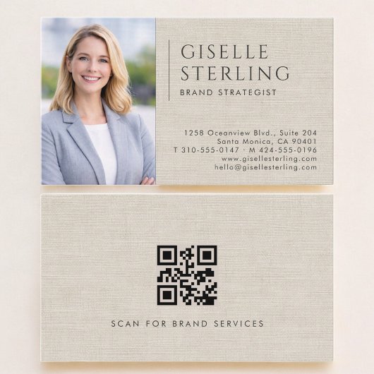 Markenstratege Leinen Foto QR Code Visitenkarte