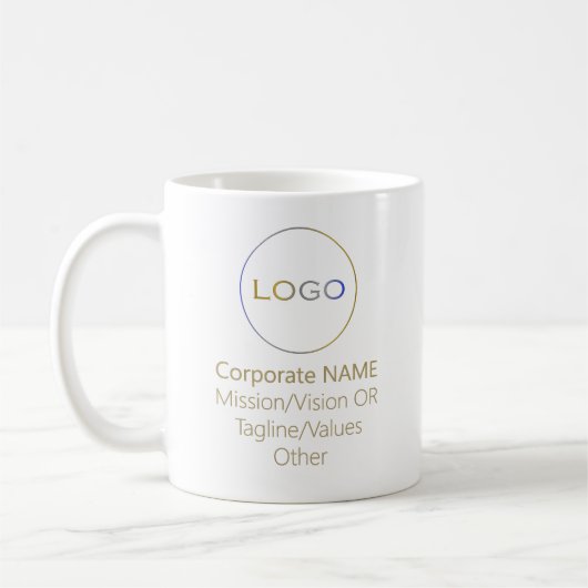 Markenwerbung für das Corporate Round-Logo-Markenz Kaffeetasse (Links)