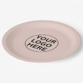 Markenwerbung Logo für Unternehmen Rosa Rosa Pappteller (Schrägansicht)