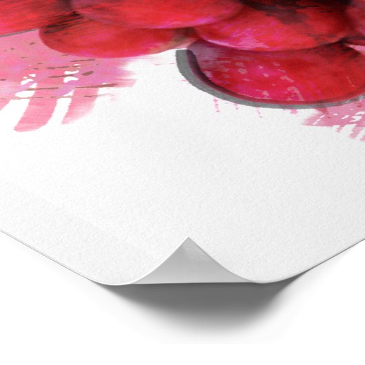 Marker, Weinglas, Flasche, Trauben Poster (Ecke)