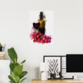 Marker, Weinglas, Flasche, Trauben Poster (Heimbüro)