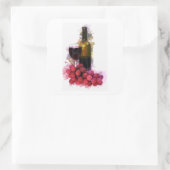 Marker, Weinglas, Flasche, Trauben Quadratischer Aufkleber (Tasche)