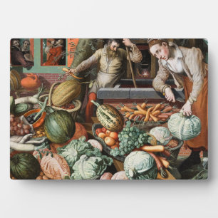 "Market Scene" Vintage Kunstplakette Fotoplatte
