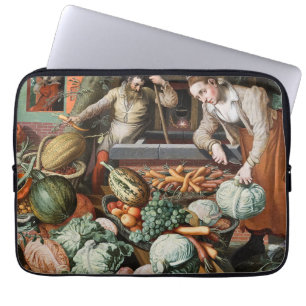 "Market Scene" Vintage Notebook-Ärmel Laptopschutzhülle