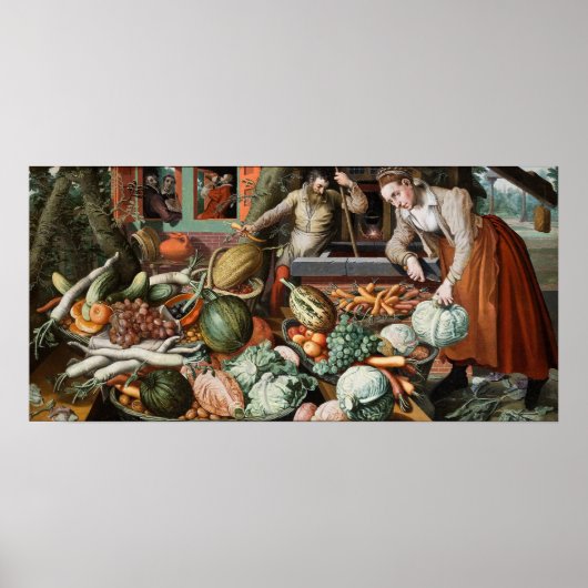 "Market Scene" - Vintages Kunstposter Poster (Vorne)