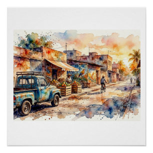 Market Street in Tijuana, Mexiko Poster