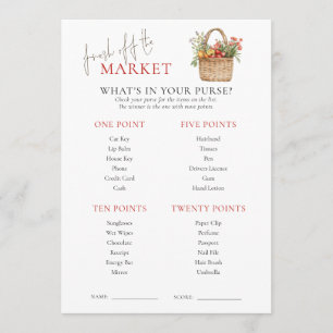 Market What in Purse Brautparty Game Card Einladung