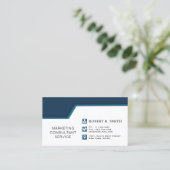 Marketing-Berater Blue & WhiteBusiness Card Visitenkarte (Stehend Vorderseite)
