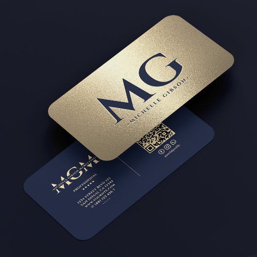 Marketing Beruflich Dark Navy Blue Gold Modern Visitenkarte