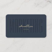 Marketing Beruflich Monogram Dark Blue Modern Visitenkarte (Vorderseite)