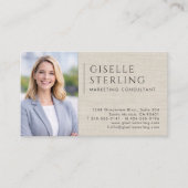 Marketing Consultant Linen Photo QR Code Visitenkarte (Vorderseite)