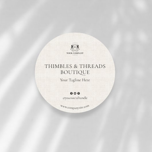 Marketing für elegante Linen Business-Logos Runder Aufkleber