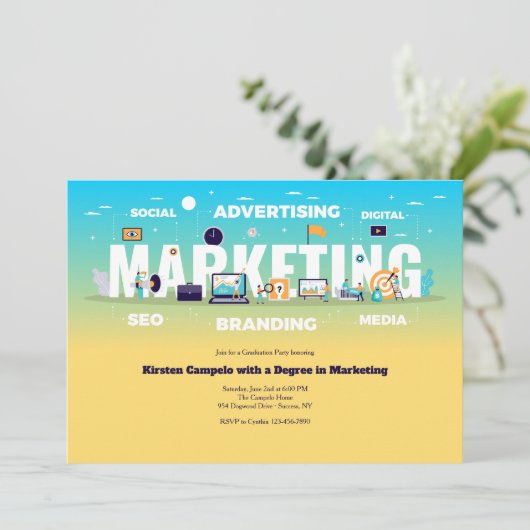 Marketing Grad Einladung (Stehend Vorderseite)