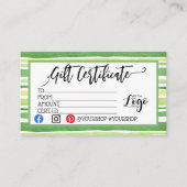 MARKETING IHRES LOGO-Geschenkgutscheins hinzufügen Visitenkarte (Vorderseite)