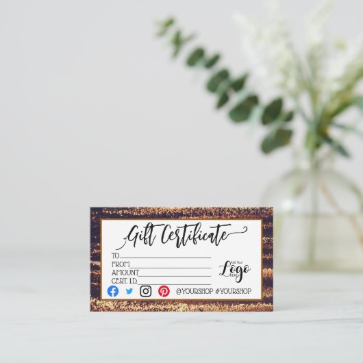 MARKETING IHRES LOGO-Geschenkgutscheins hinzufügen Visitenkarte (Stehend Vorderseite)