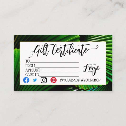 MARKETING IHRES LOGO-Geschenkgutscheins hinzufügen Visitenkarte (Vorderseite)