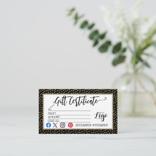 MARKETING IHRES LOGO-Geschenkgutscheins hinzufügen Visitenkarte (Stehend Vorderseite)