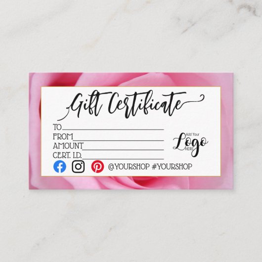 MARKETING IHRES LOGO-Geschenkgutscheins hinzufügen Visitenkarte (Vorderseite)