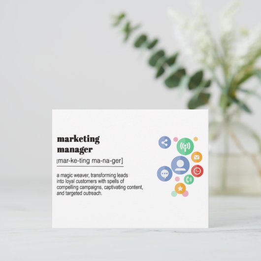 Marketing-Manager-Definition Postkarte (Stehend Vorderseite)