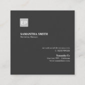 Marketing Manager Schwarz und Grau Quadratische Visitenkarte (Vorderseite)