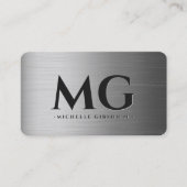 Marketing Metallic Silver Monogram Elegant Moderne Visitenkarte (Vorderseite)