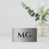 Marketing Metallic Silver Monogram Elegant Moderne Visitenkarte (Stehend Vorderseite)