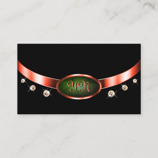 Markieren Sie das Schwarz-Hell-Copper-grüne Marmor Visitenkarte (Vorderseite)