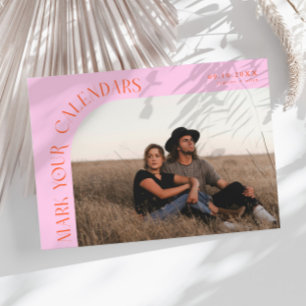 Markieren Sie Ihre Kalender Orange Rosa Gebogene R Save The Date